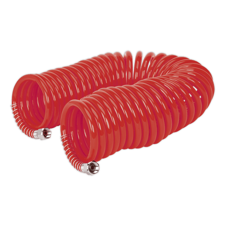 Sealey PU Coiled Air Hose 10mtr x 6mm with 1/4"BSP Unions Model No-AH10C/6