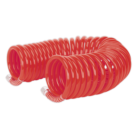 Sealey PU Coiled Air Hose 10mtr x 8mm with 1/4"BSP Unions Model No-AH10C/8