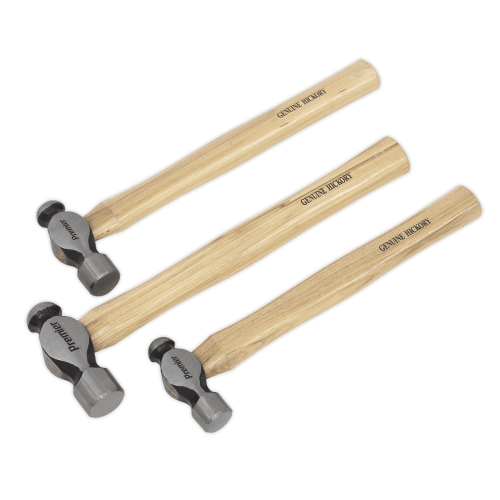 Sealey Ball Pein Hammer Set 3pc Hickory Shaft Model No-AK203