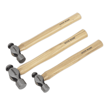 Sealey Ball Pein Hammer Set 3pc Hickory Shaft Model No-AK203