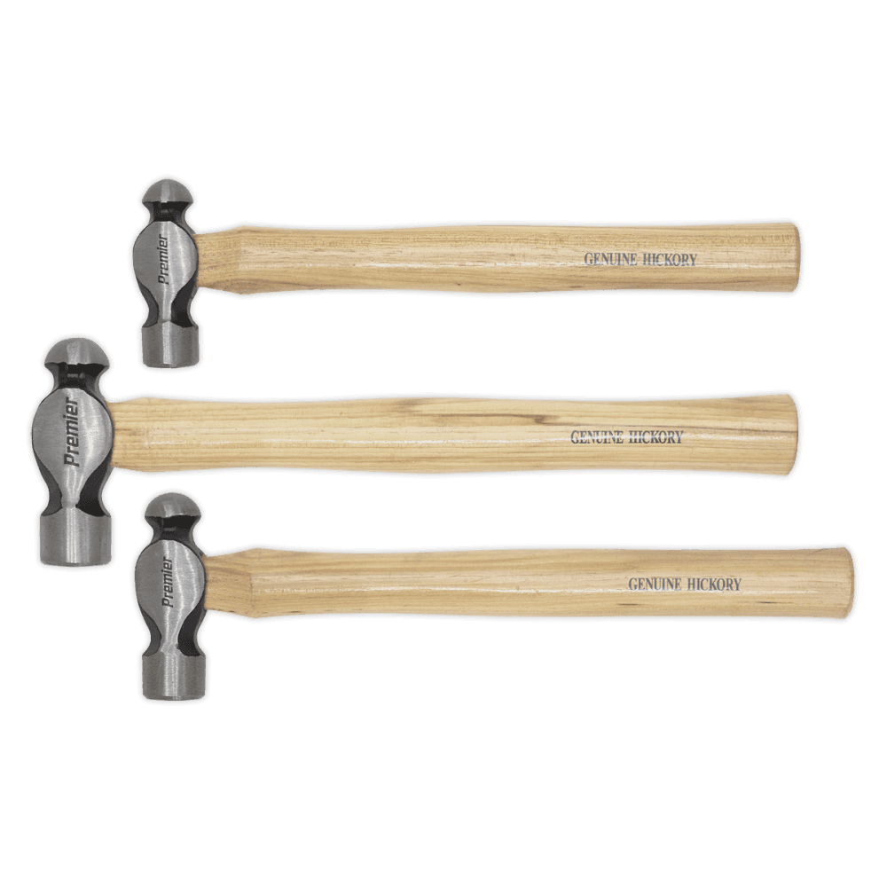 Sealey Ball Pein Hammer Set 3pc Hickory Shaft Model No-AK203