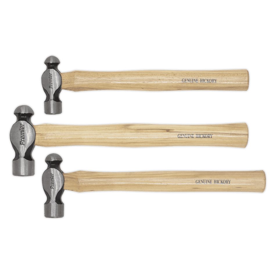 Sealey Ball Pein Hammer Set 3pc Hickory Shaft Model No-AK203