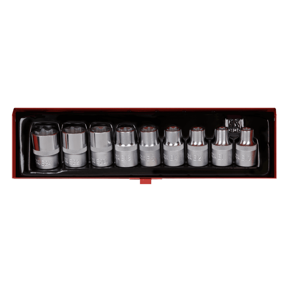 Sealey TRX-Star Female Socket Set 9pc 1/2"Sq Drive E10-E24 Model No-AK230