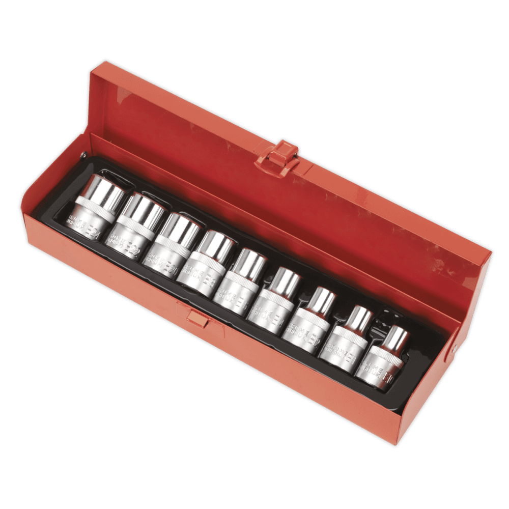 Sealey TRX-Star Female Socket Set 9pc 1/2"Sq Drive E10-E24 Model No-AK230