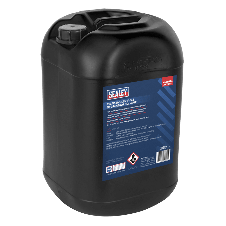 Sealey Degreasing Solvent Emulsifiable 1 x 25ltr Model No-AK25