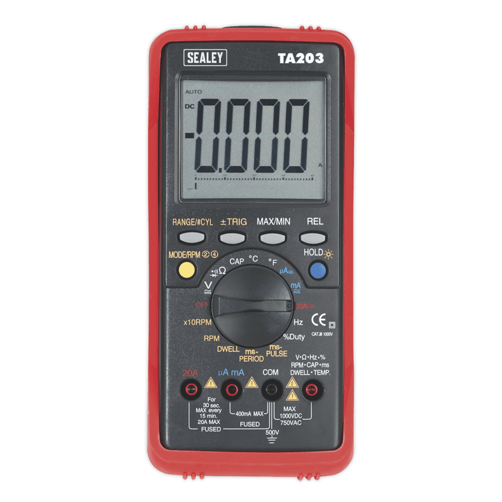 Sealey Automotive Digital Multimeter 15 Function Bar Graph/PC Link Model No-TA203