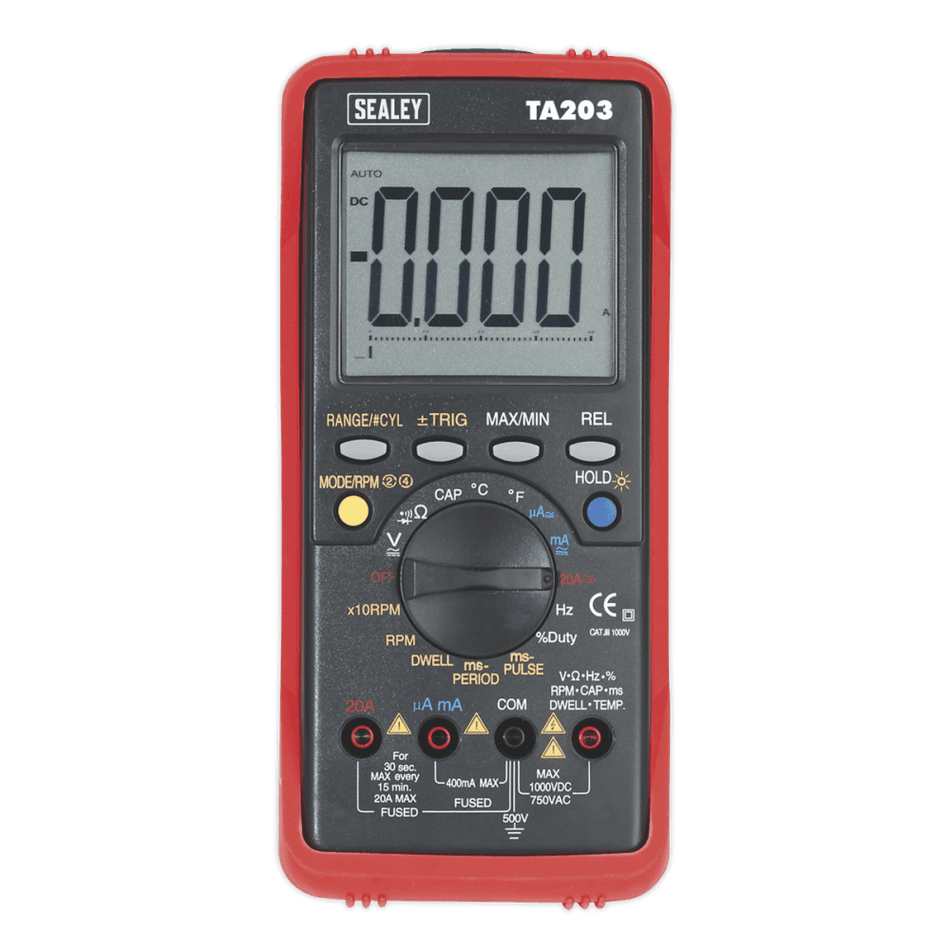 Sealey Automotive Digital Multimeter 15 Function Bar Graph/PC Link Model No-TA203