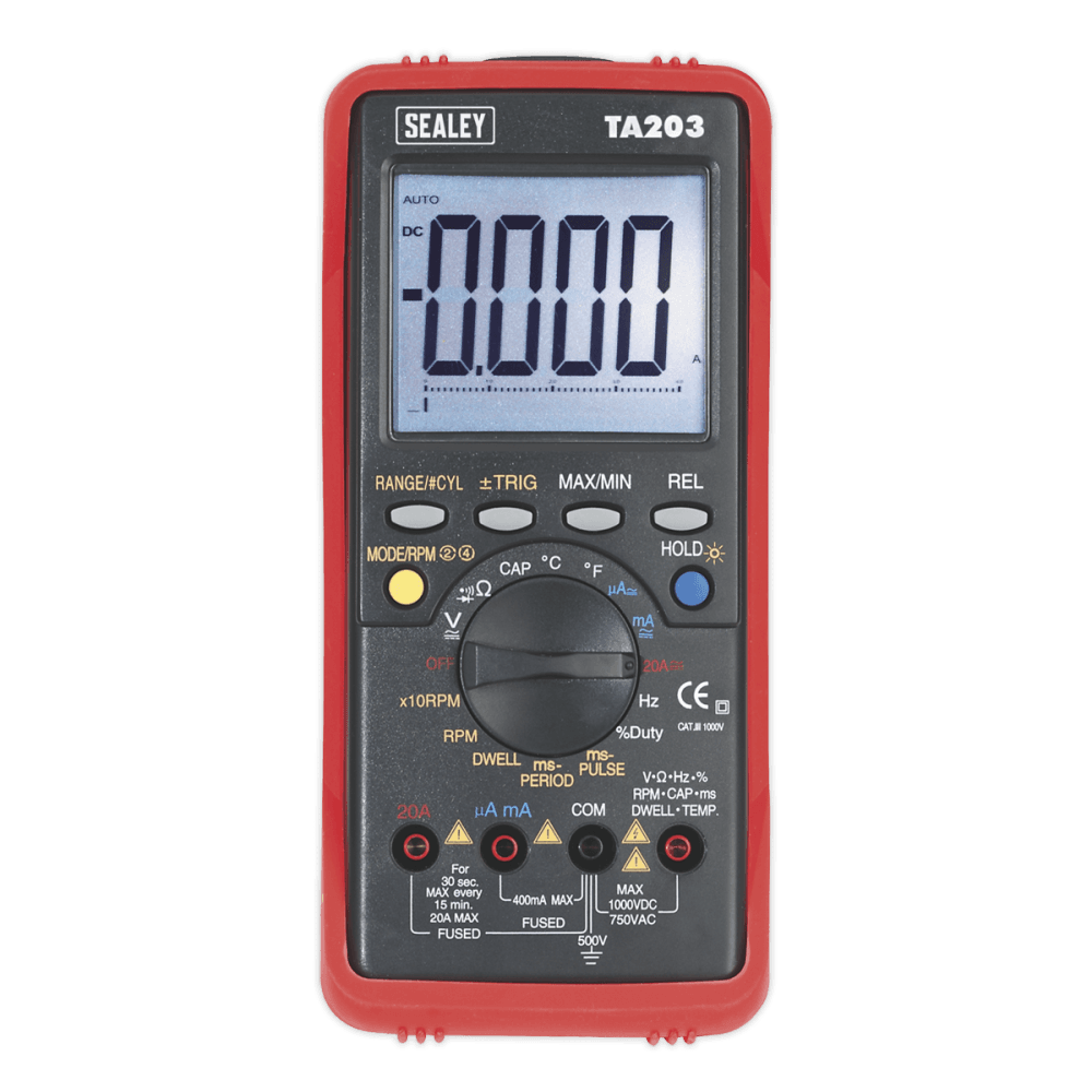 Sealey Automotive Digital Multimeter 15 Function Bar Graph/PC Link Model No-TA203