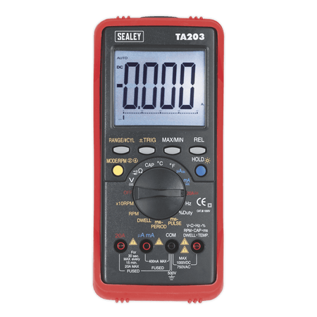 Sealey Automotive Digital Multimeter 15 Function Bar Graph/PC Link Model No-TA203