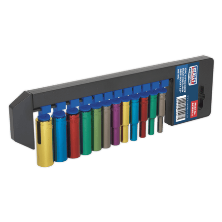 Sealey Multi-Coloured Socket Set 12pc 1/4"Sq Drive 6pt Deep WallDrive Metric Model No-AK282D