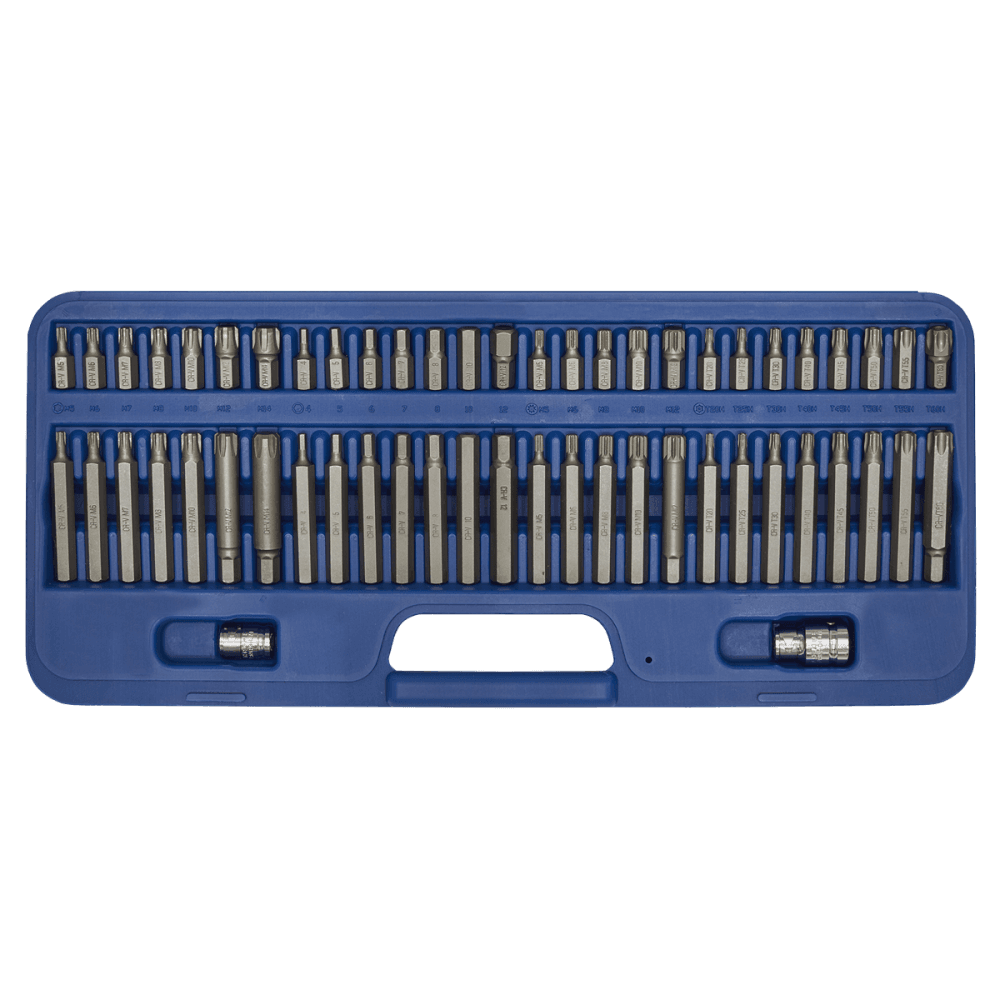 Sealey Ribe/Spline/Hex/Security TRX-Star Bit Set 56pc 3/8" & 1/2"Sq Drive Model No-AK21956