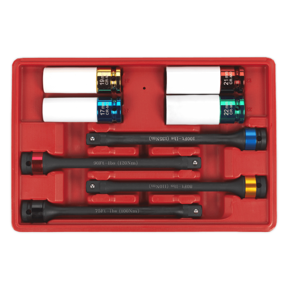 Sealey Torque Stick & Aluminium Wheel Impact Socket Set 8pc 1/2"Sq Drive Model No-AK2243