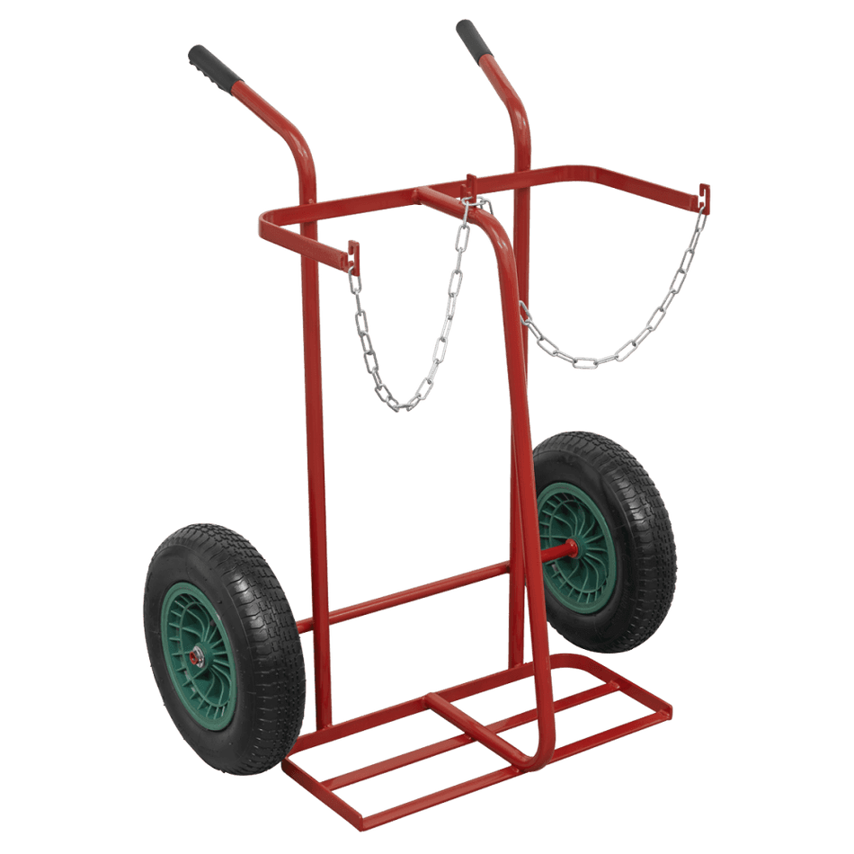 Sealey Welding Bottle Trolley with Pneumatic Tyres - 2 Bottle Model No-ST28P