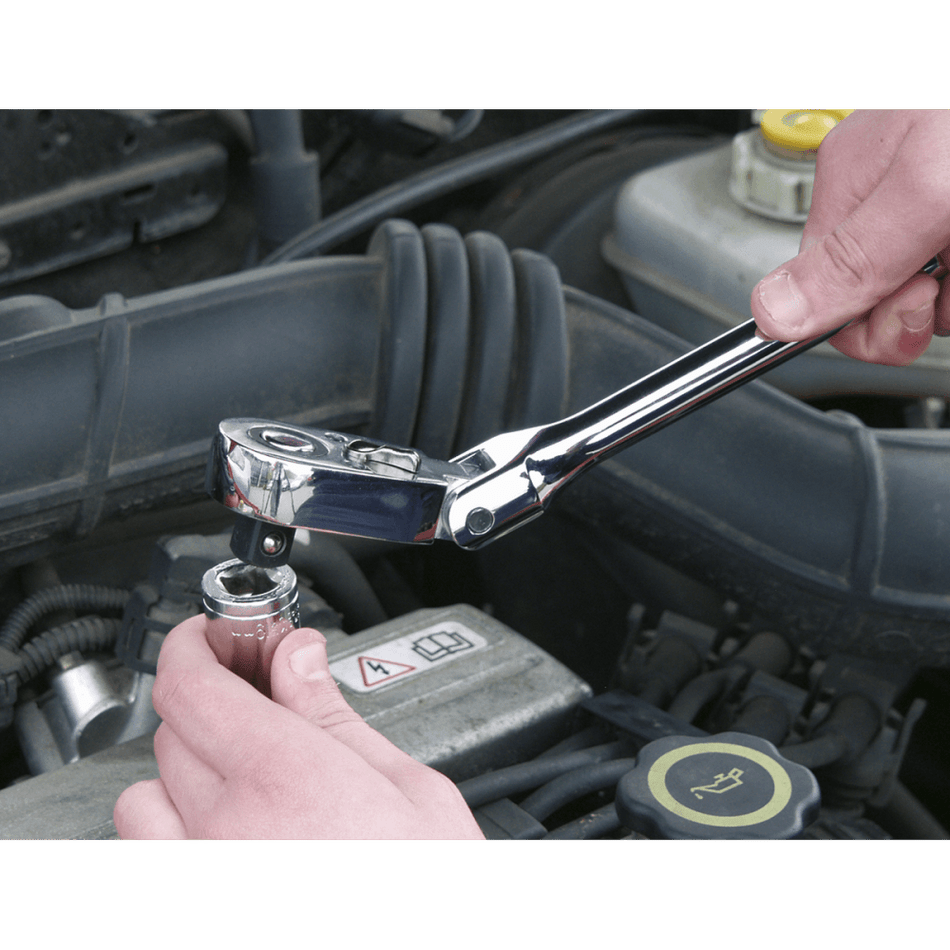 Sealey Ratchet Wrench Flexi-Head 300mm 3/8"Sq Drive Pear-Head Flip Reverse Model No-AK661F