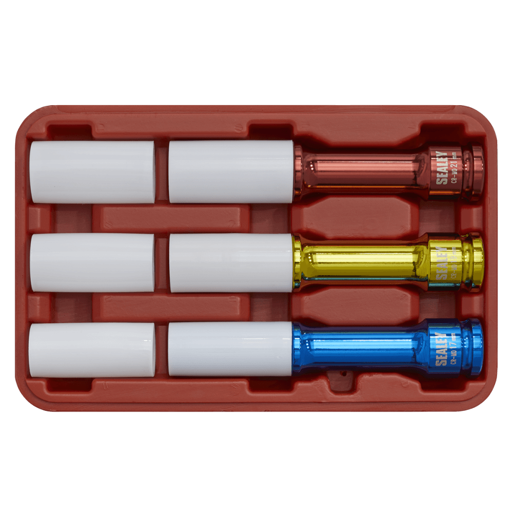 Sealey Alloy Wheel Deep Impact Socket Set 3pc 1/2"Sq Drive Model No-SX031D