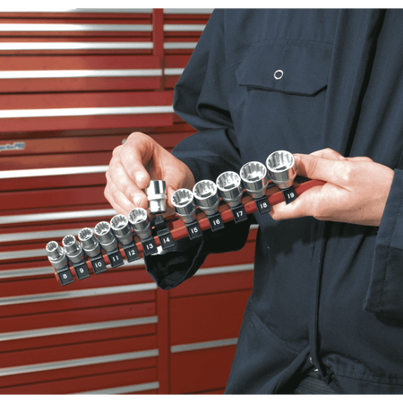 Sealey Socket Retaining Rail with 12 Clips 1/4"Sq Drive Model No-AK1412