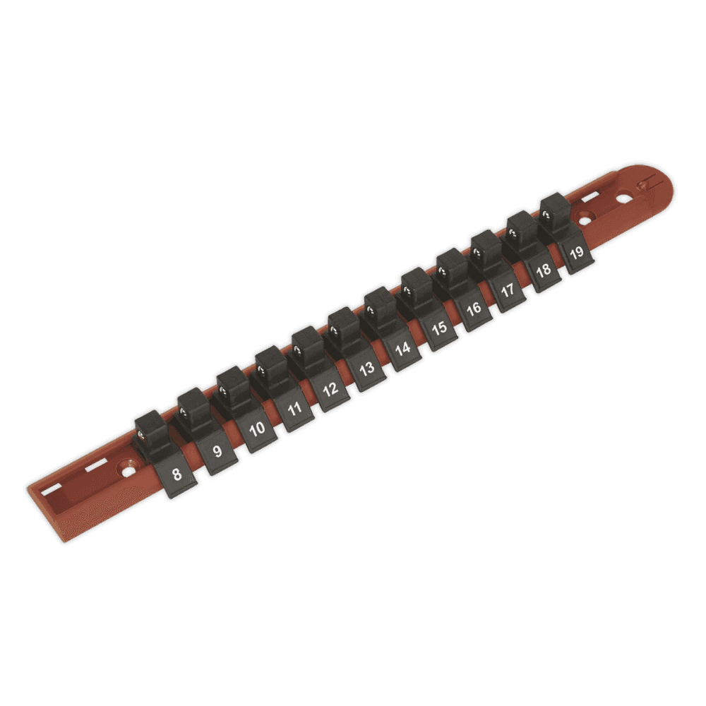 Sealey Socket Retaining Rail with 12 Clips 3/8"Sq Drive Model No-AK3812