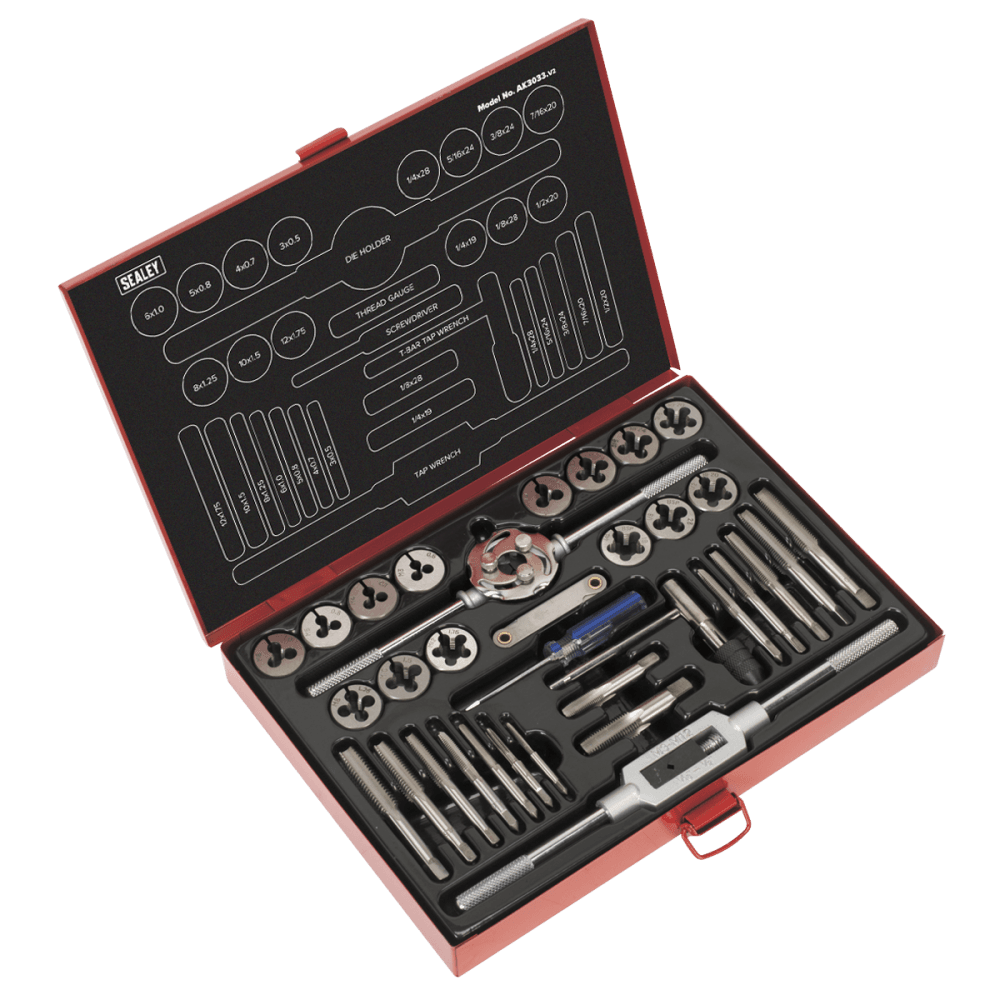 Sealey Tap & Die Set 33pc Split Dies Metric/UNF/BSP Model No-AK3033