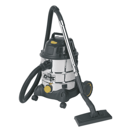 Sealey Vacuum Cleaner Industrial Wet & Dry 20ltr 1250W/110V Stainless Bin Model No-PC200SD110V
