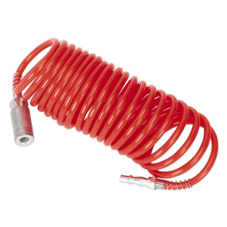 Sealey PU Coiled Air Hose 5mtr x 5mm with Couplings Model No-SA305