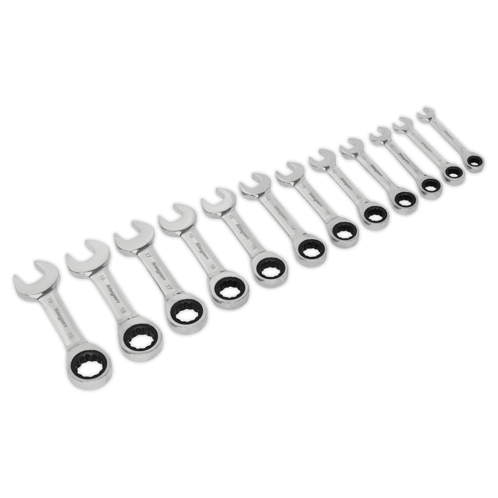 Sealey Stubby Ratchet Combination Spanner Set 12pc Metric Model No-S0633