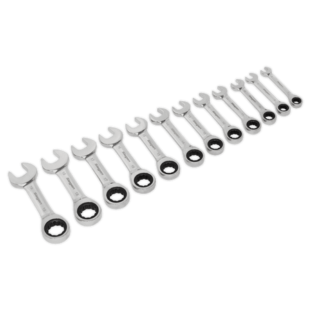 Sealey Stubby Ratchet Combination Spanner Set 12pc Metric Model No-S0633