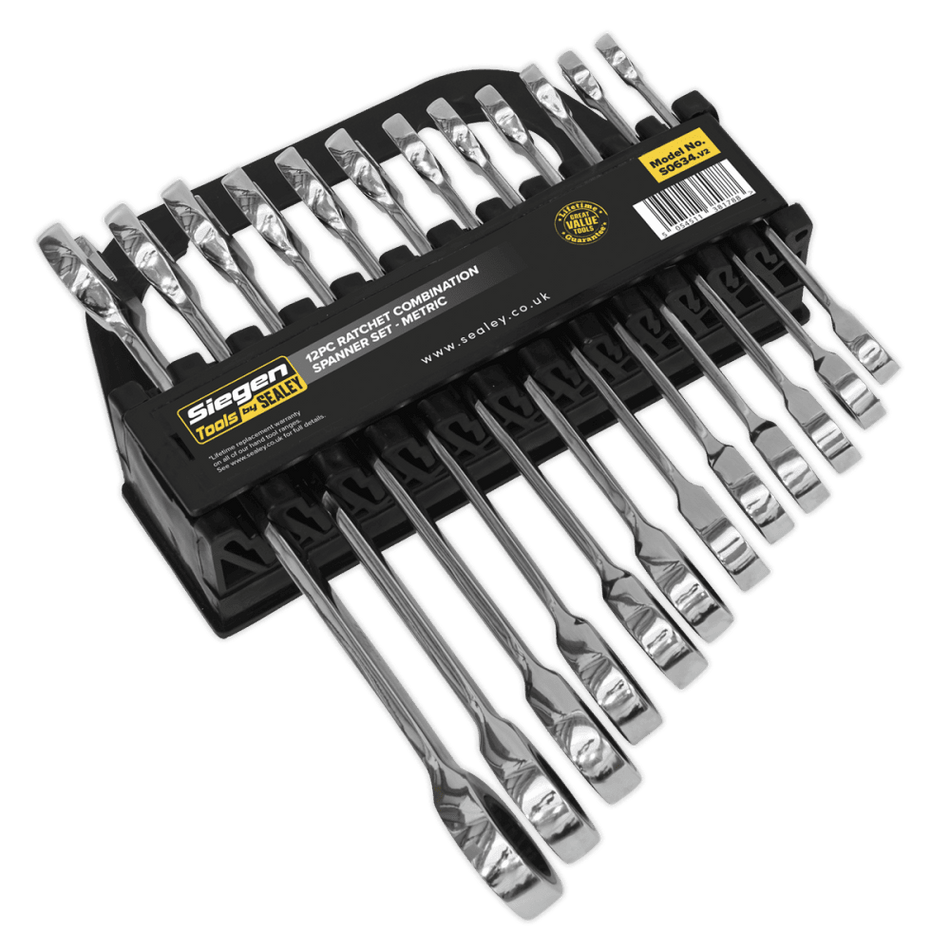 Sealey Ratchet Combination Spanner Set 12pc Metric Model No-S0634
