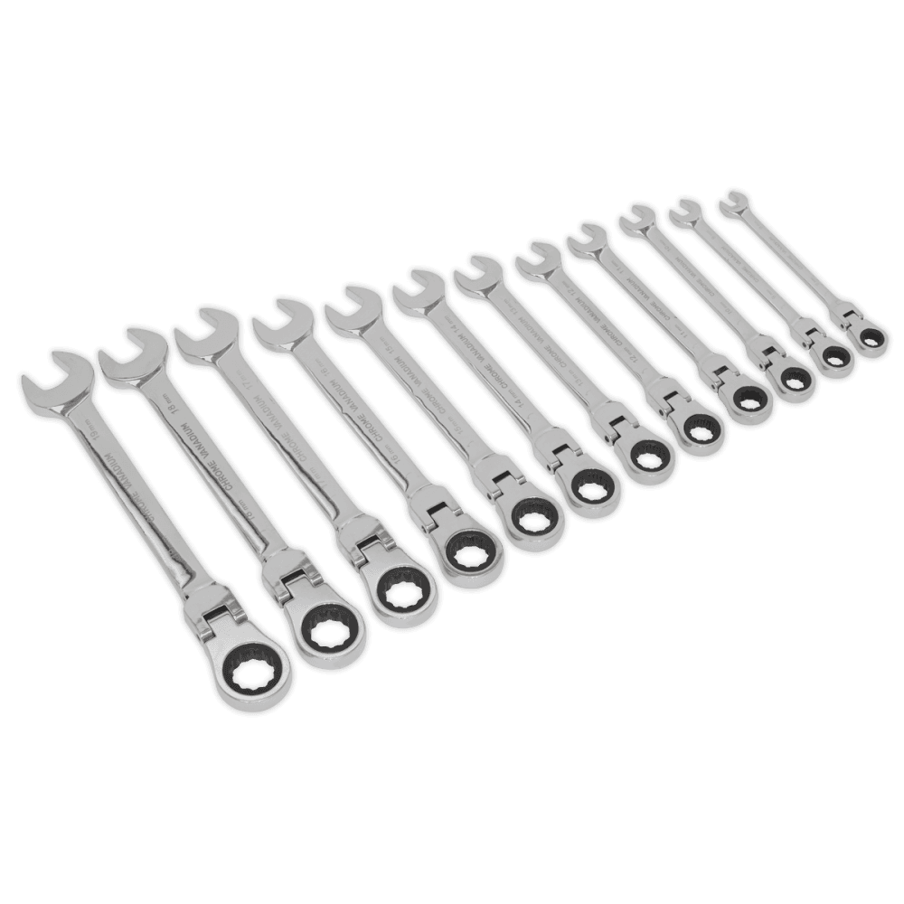 Sealey Flexible Head Ratchet Combination Spanner Set 12pc Metric Model No-S0635