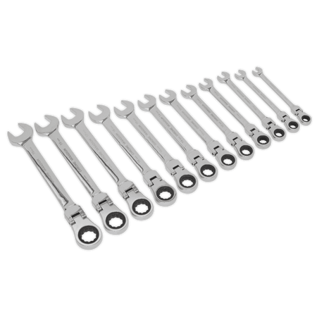 Sealey Flexible Head Ratchet Combination Spanner Set 12pc Metric Model No-S0635