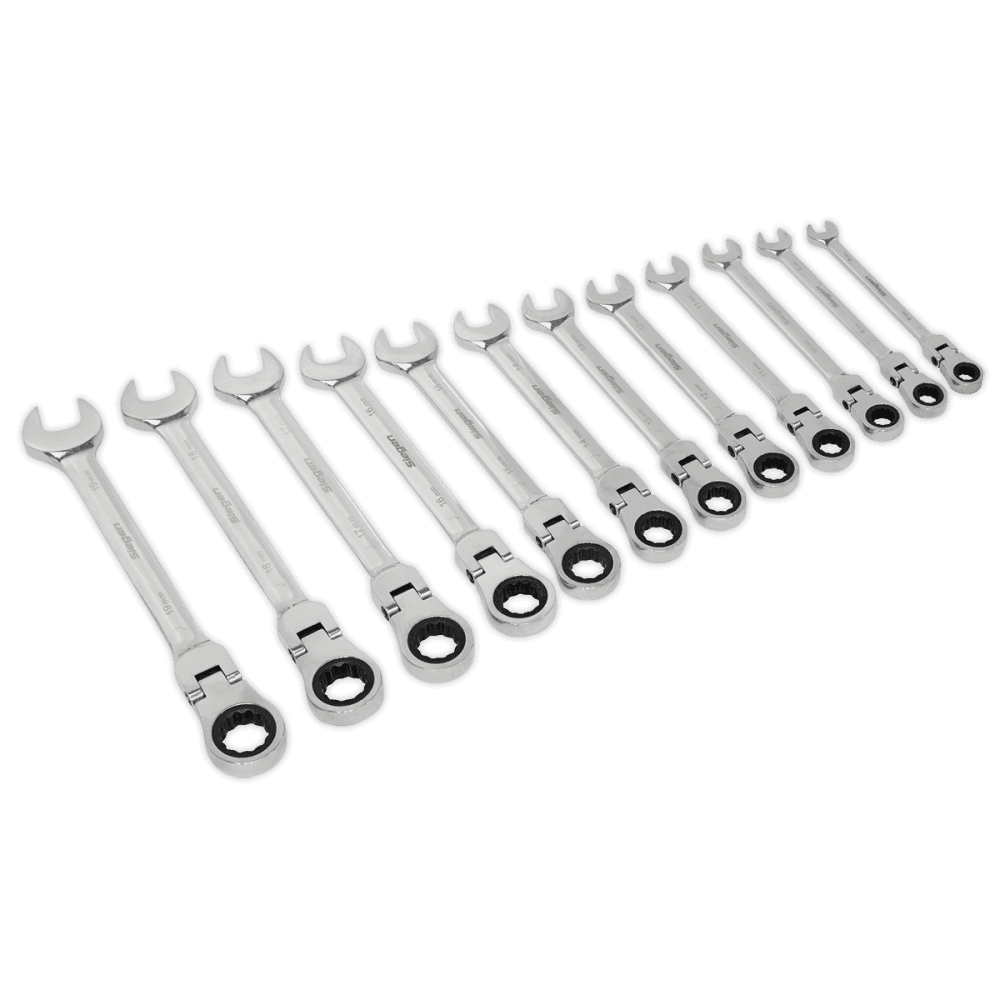 Sealey Flexible Head Ratchet Combination Spanner Set 12pc Metric Model No-S0635