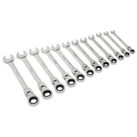 Sealey Flexible Head Ratchet Combination Spanner Set 12pc Metric Model No-S0635
