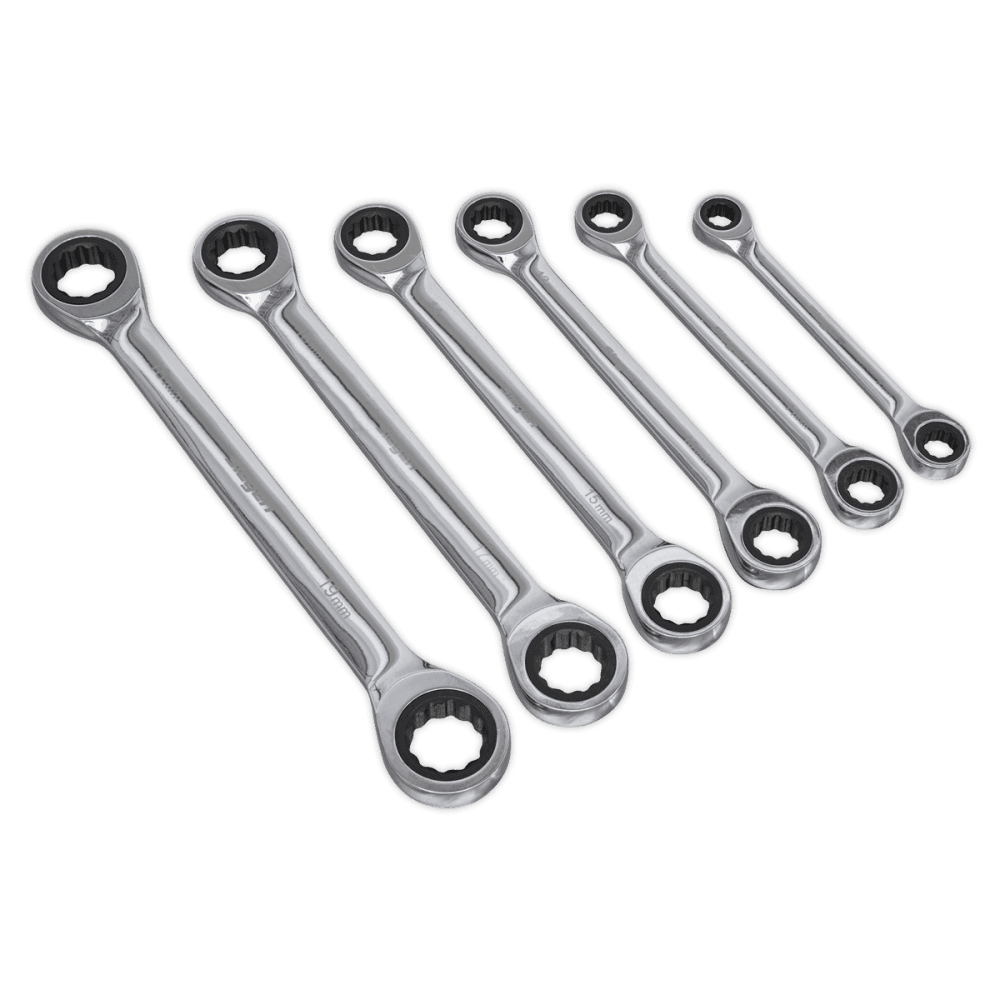 Sealey Double End Ratchet Ring Spanner Set 6pc Metric Model No-S0636