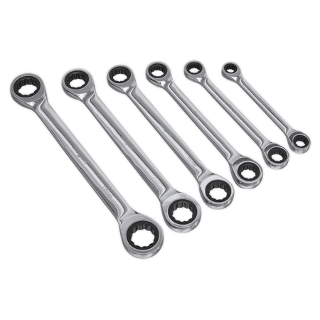 Sealey Double End Ratchet Ring Spanner Set 6pc Metric Model No-S0636