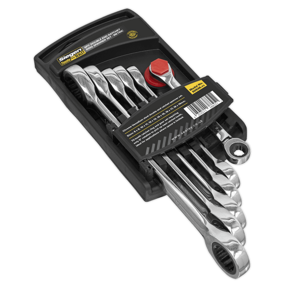 Sealey Double End Ratchet Ring Spanner Set 6pc Metric Model No-S0636