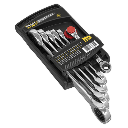 Sealey Double End Ratchet Ring Spanner Set 6pc Metric Model No-S0636