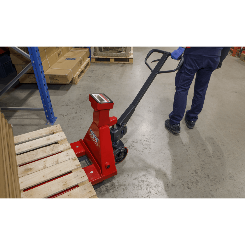 Sealey Pallet Truck 2000kg 1150 x 555mm with Scales Model No-PT1150SC