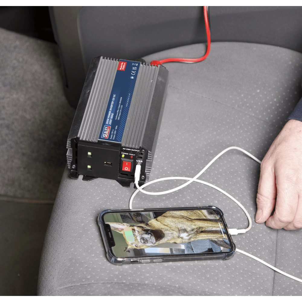 Sealey 300W Power Inverter 12V DC - 230V 50Hz Model No-PI300