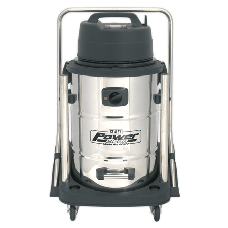 Sealey Industrial Wet & Dry Vacuum Cleaner 77ltr Stainless Drum 2400W/230V Swivel Bin Empty Model No-PC477