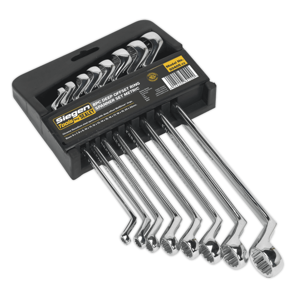 Sealey Deep Offset Ring Spanner Set 8pc Metric Model No-S0405