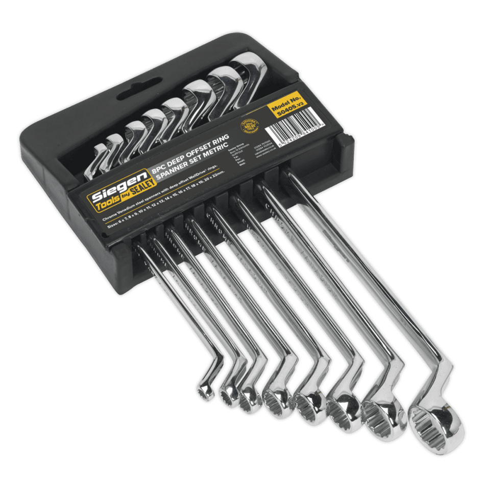 Sealey Deep Offset Ring Spanner Set 8pc Metric Model No-S0405