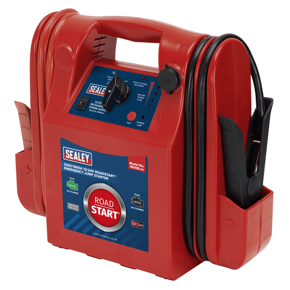 Sealey RoadStart Â¶Ã· Emergency Power Pack 12/24V 3200/1600 Peak Amps Model No-RS105