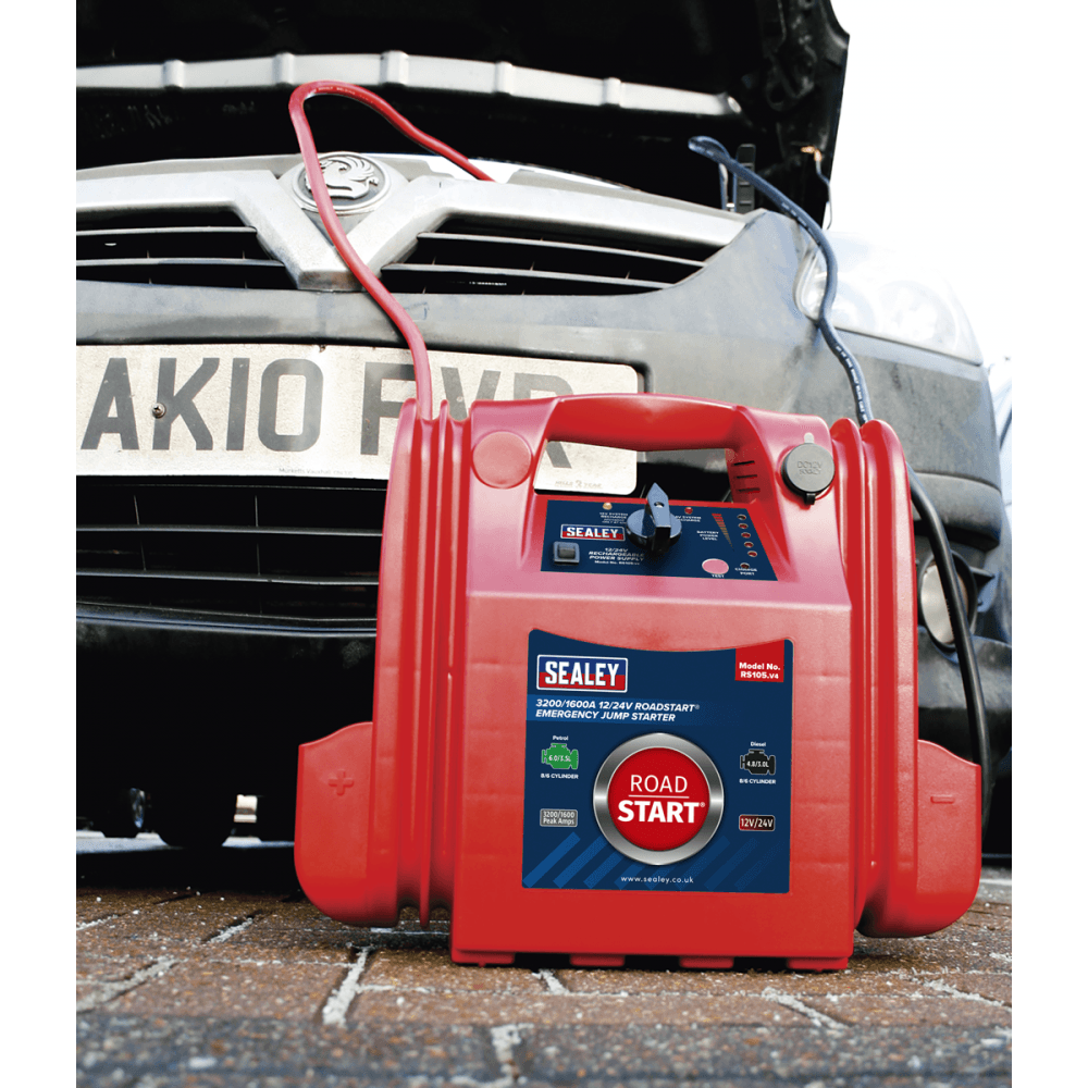 Sealey RoadStart Â¶Ã· Emergency Power Pack 12/24V 3200/1600 Peak Amps Model No-RS105