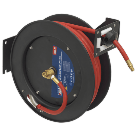 Sealey Retractable Air Hose Metal Reel 15mtr 10mm ID Rubber Hose Model No- 13066