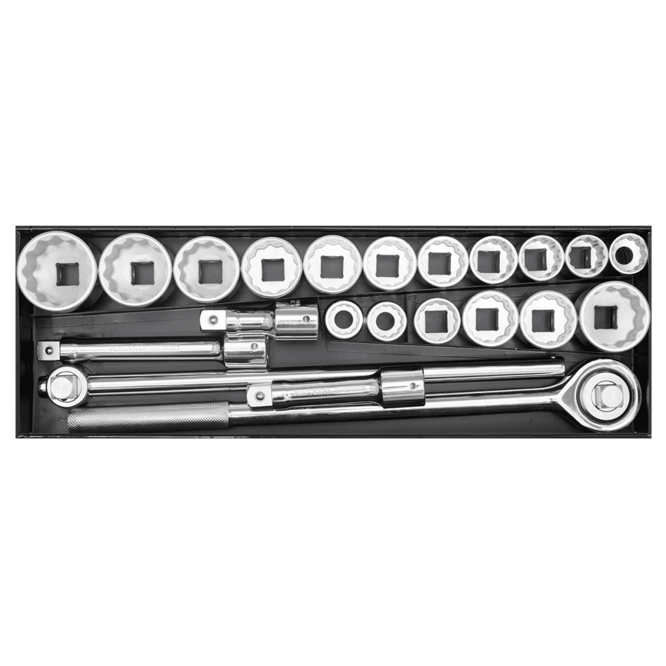 Sealey Socket Set 22pc 3/4"Sq Drive 12pt WallDrive - DuoMetric Model No-AK259/CRV
