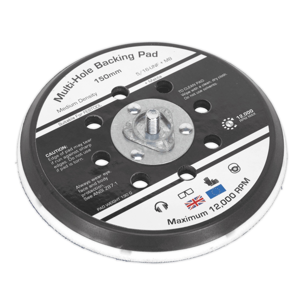 Sealey Universal Dust-Free Stick-On DA Backing Pad 150mm x 5/16"UNF Model No-AK289