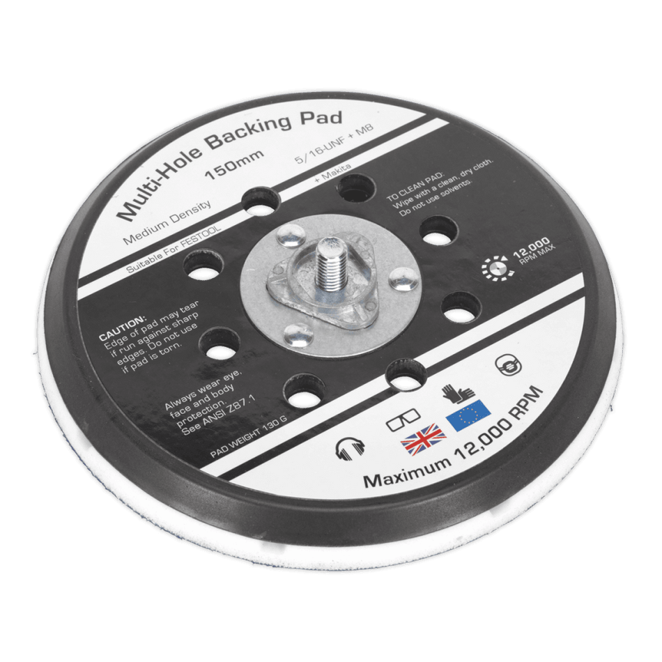 Sealey Universal Dust-Free Stick-On DA Backing Pad 150mm x 5/16"UNF Model No-AK289