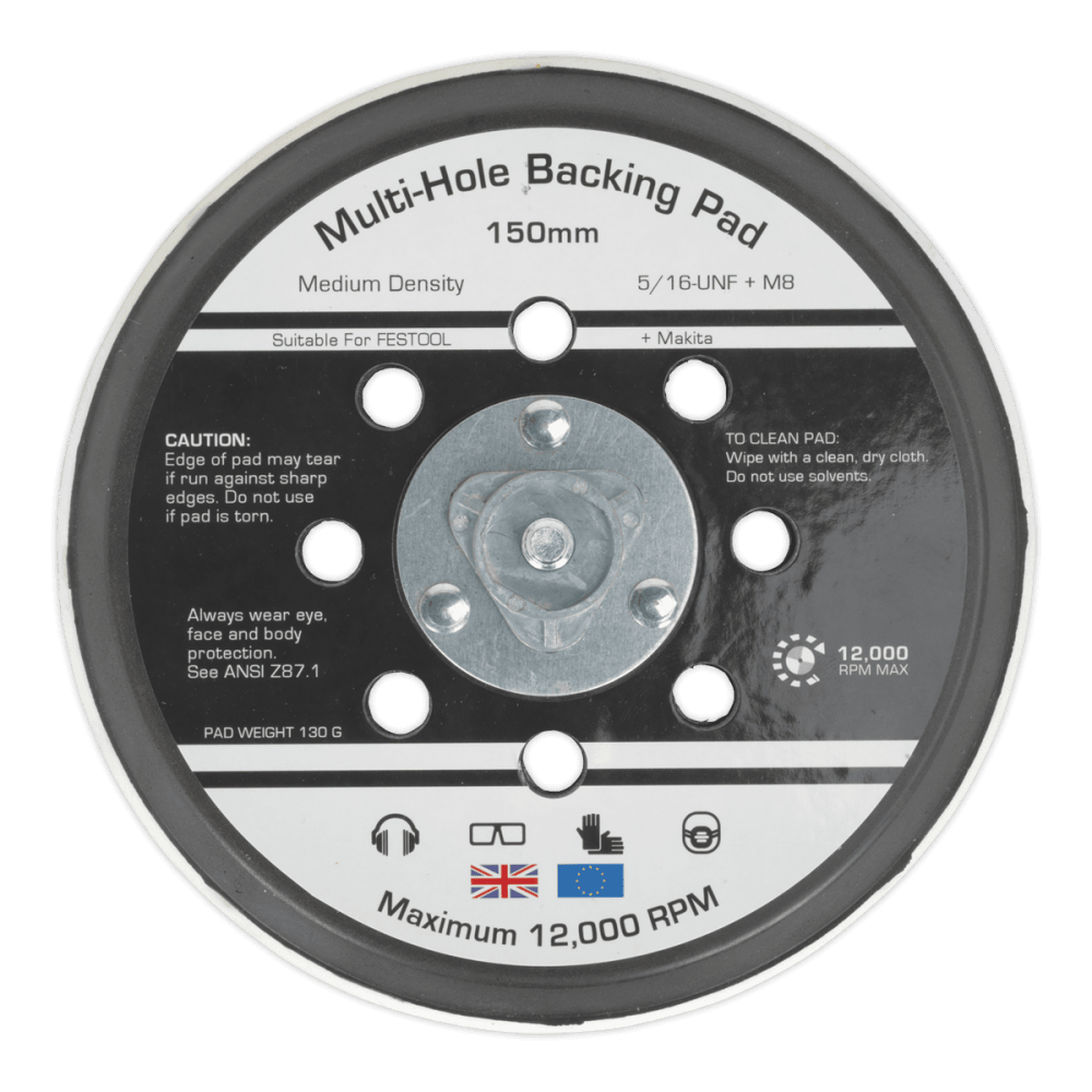 Sealey Universal Dust-Free Stick-On DA Backing Pad 150mm x 5/16"UNF Model No-AK289