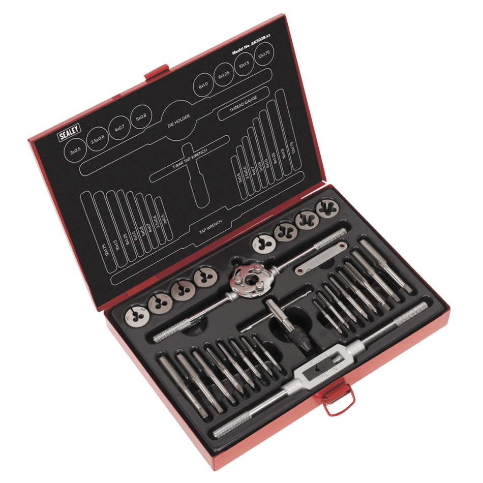 Sealey Tap & Die Set 28pc Split Dies Metric Model No-AK3028