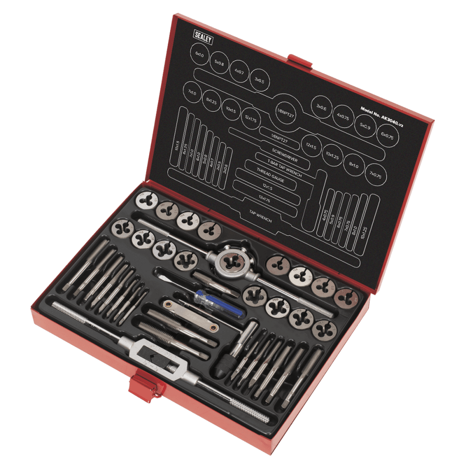 Sealey Tap & Die Set 40pc Split Dies Metric Model No-AK3040