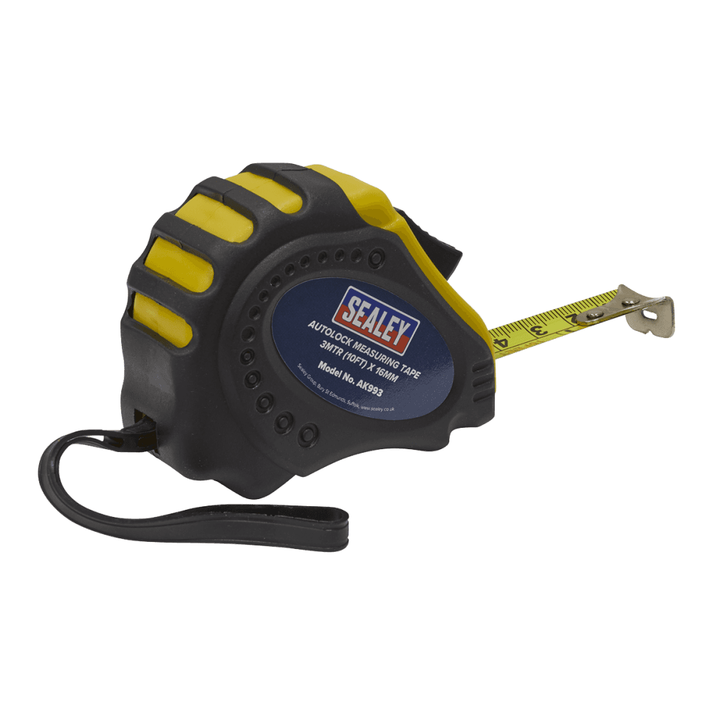 Sealey Autolock Measuring Tape 3mtr(10ft) x 16mm Metric/Imperial - Model No. AK993